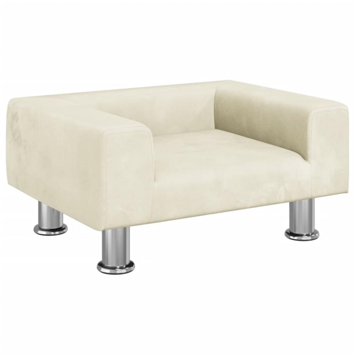 Cama para perros de terciopelo crema 50x40x26,5 cm