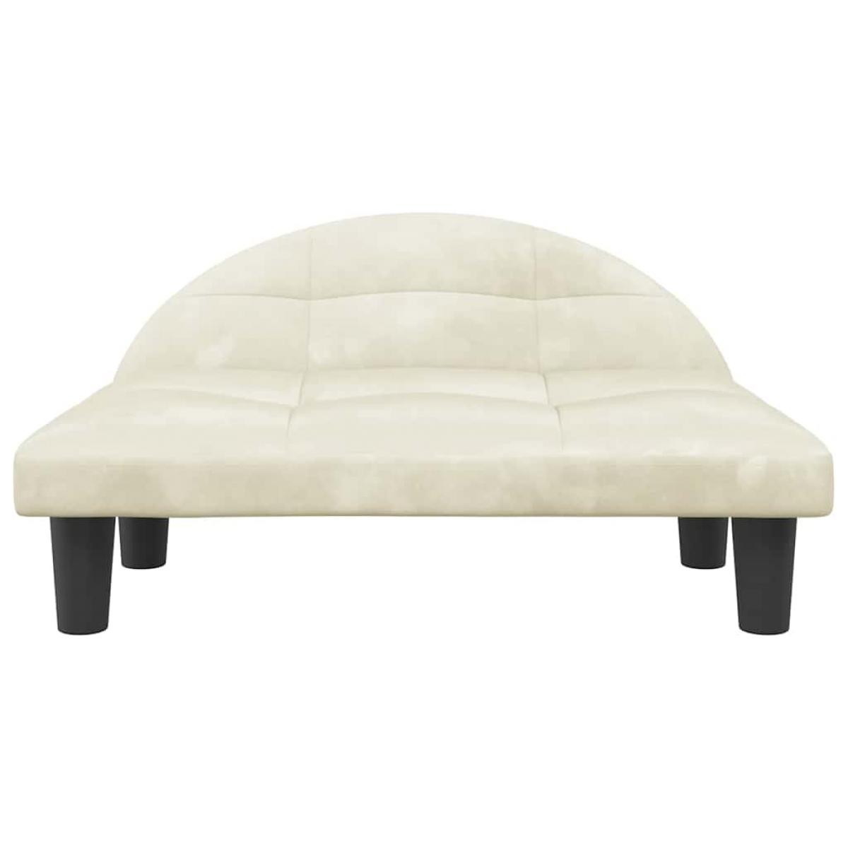 Cama para perros de terciopelo crema 70x52x30 cm