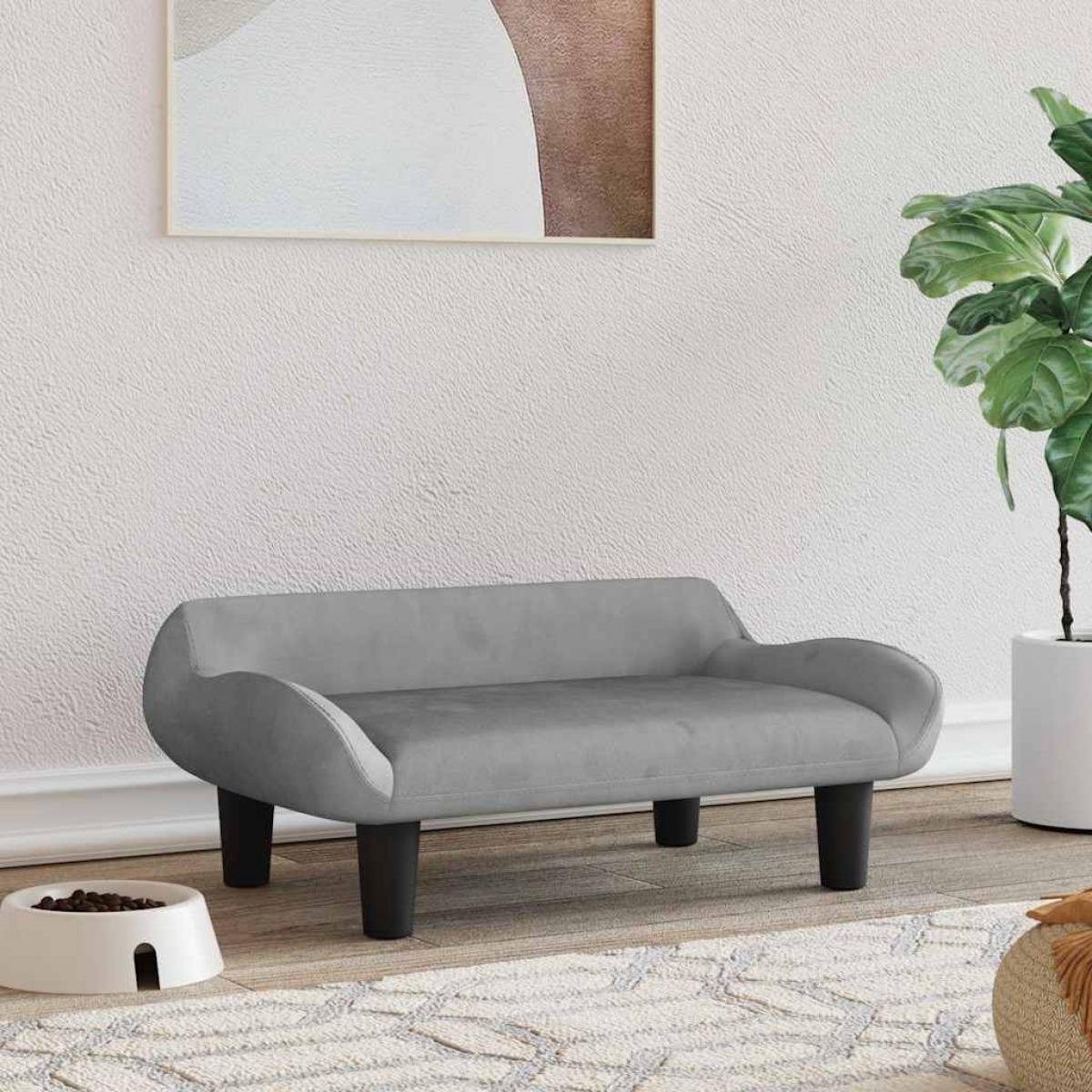 Cama para perros de terciopelo gris claro 70x40x24 cm