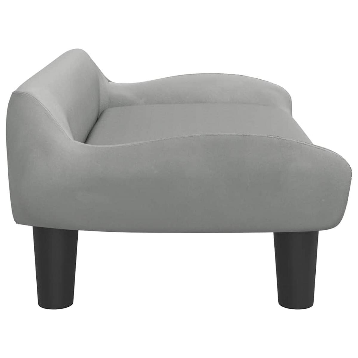 Cama para perros de terciopelo gris claro 70x40x24 cm