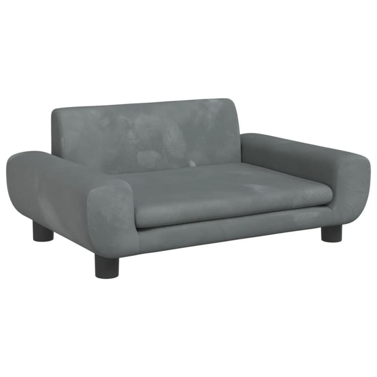 Cama para perros de terciopelo gris oscuro 70x45x33 cm