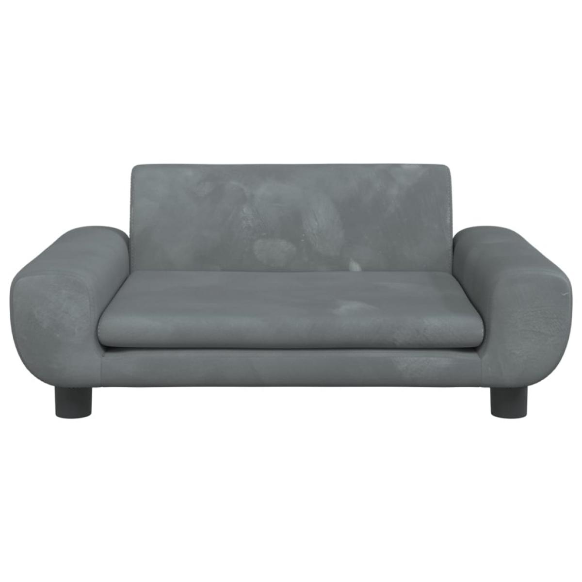 Cama para perros de terciopelo gris oscuro 70x45x33 cm