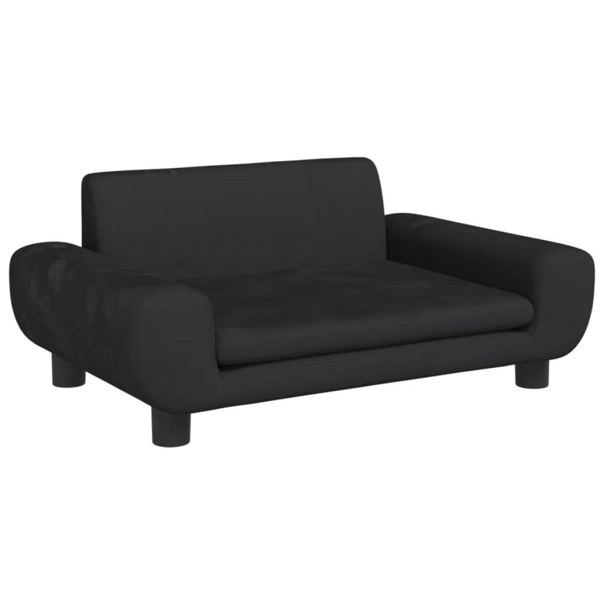 Cama para perros de terciopelo negra 70x45x33 cm