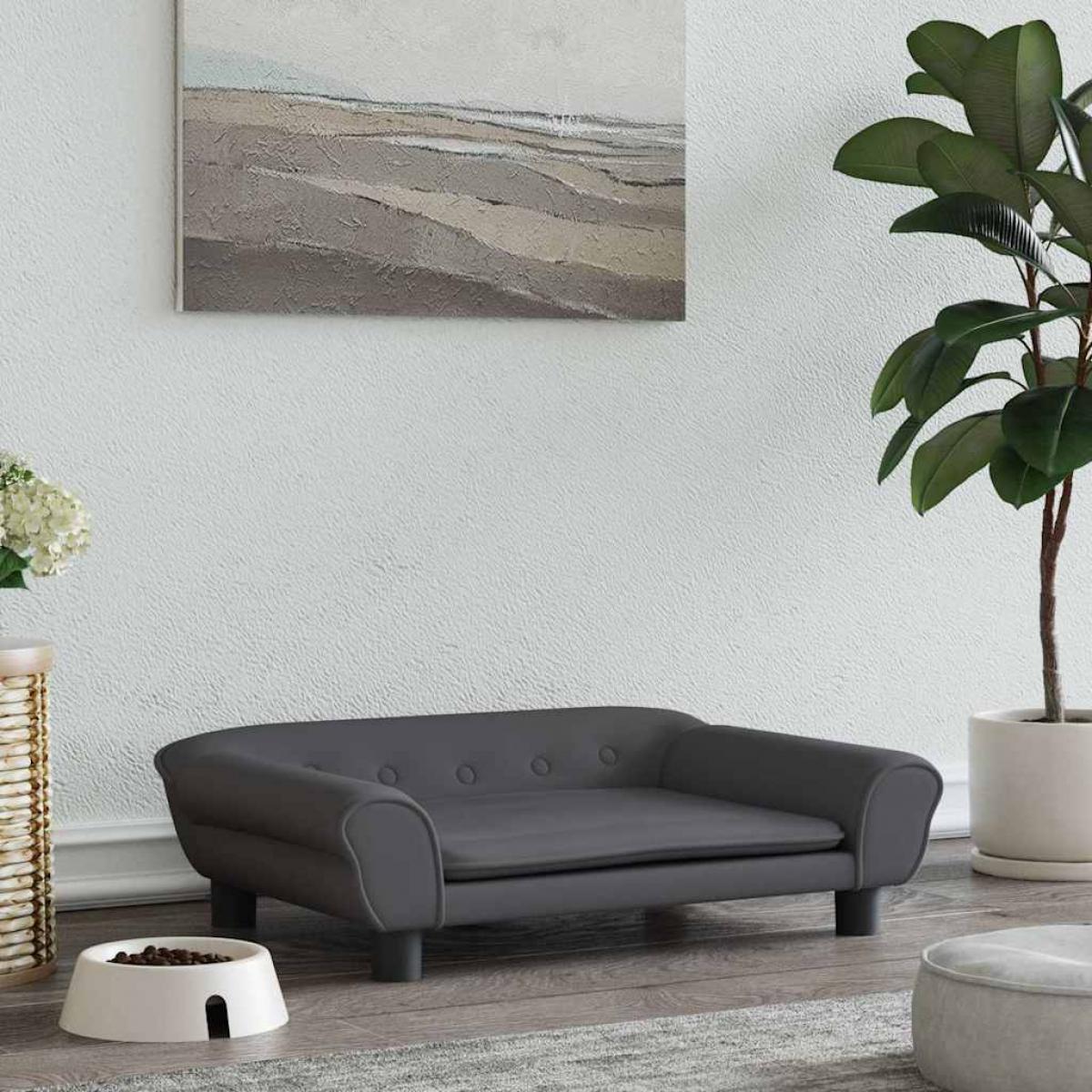 Cama para perros de terciopelo gris oscuro 70x48x22 cm