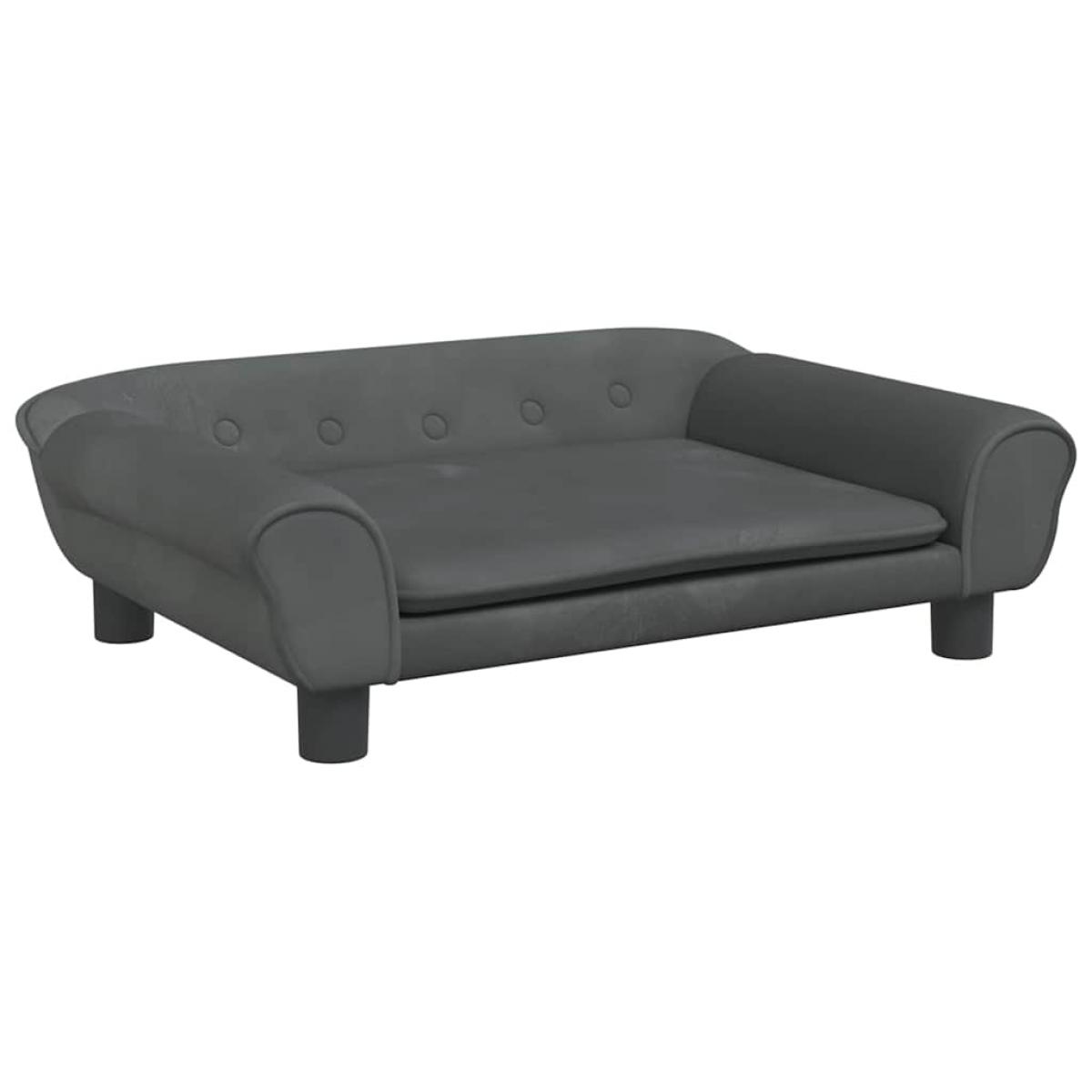 Cama para perros de terciopelo gris oscuro 70x48x22 cm