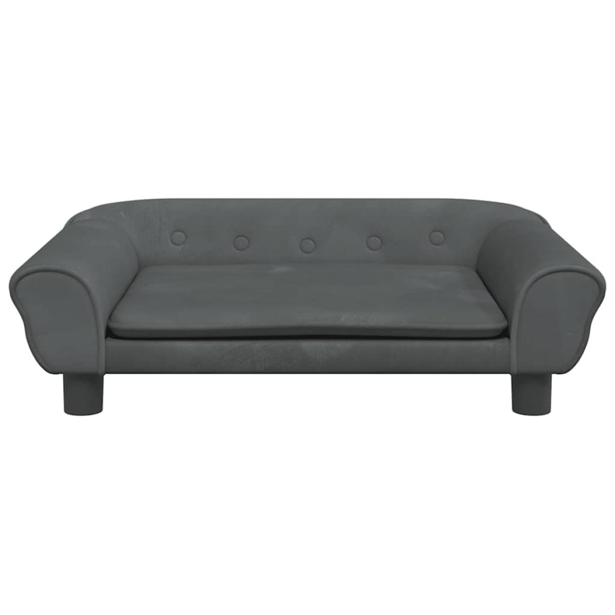 Cama para perros de terciopelo gris oscuro 70x48x22 cm