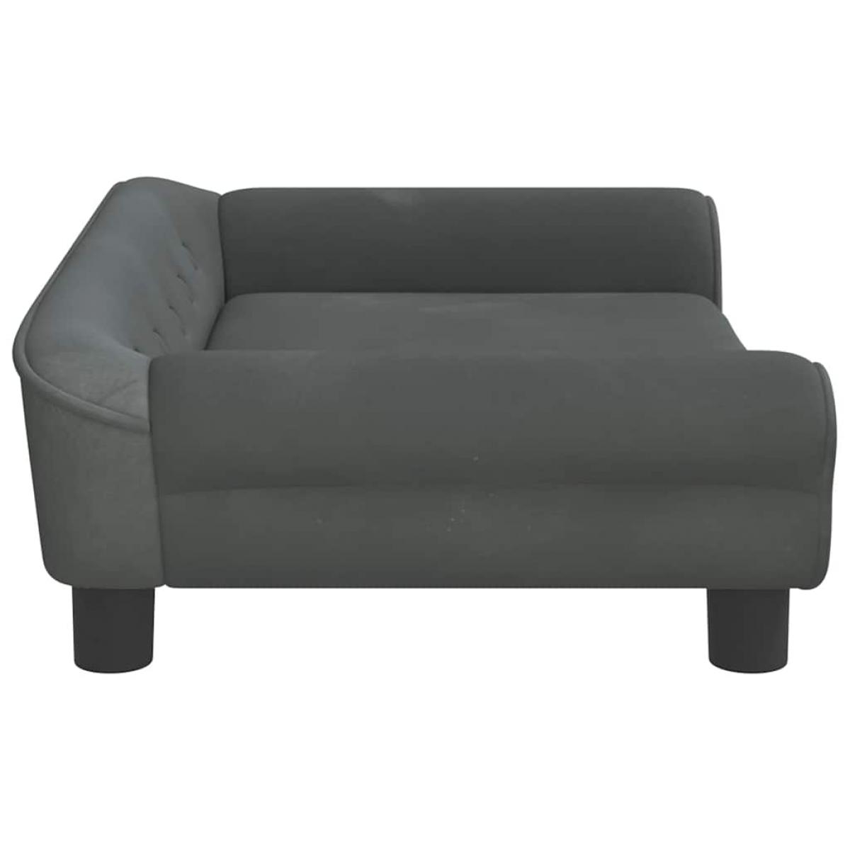 Cama para perros de terciopelo gris oscuro 70x48x22 cm