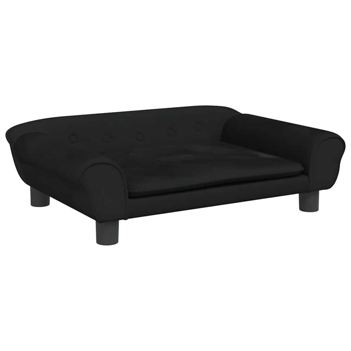 Cama para perros de terciopelo negra 70x48x22 cm