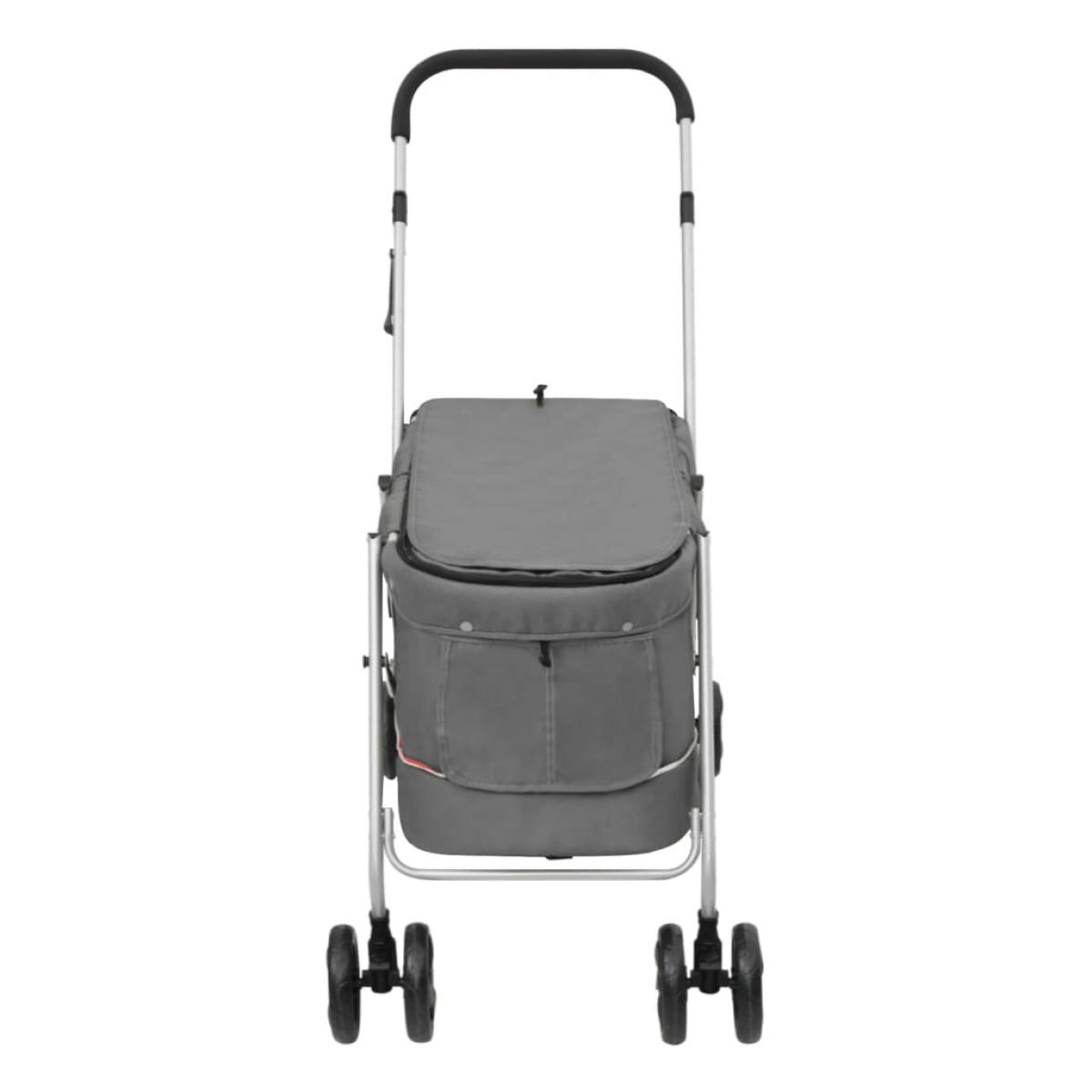 Cochecito para perros plegable tela lino gris 100x49x96 cm