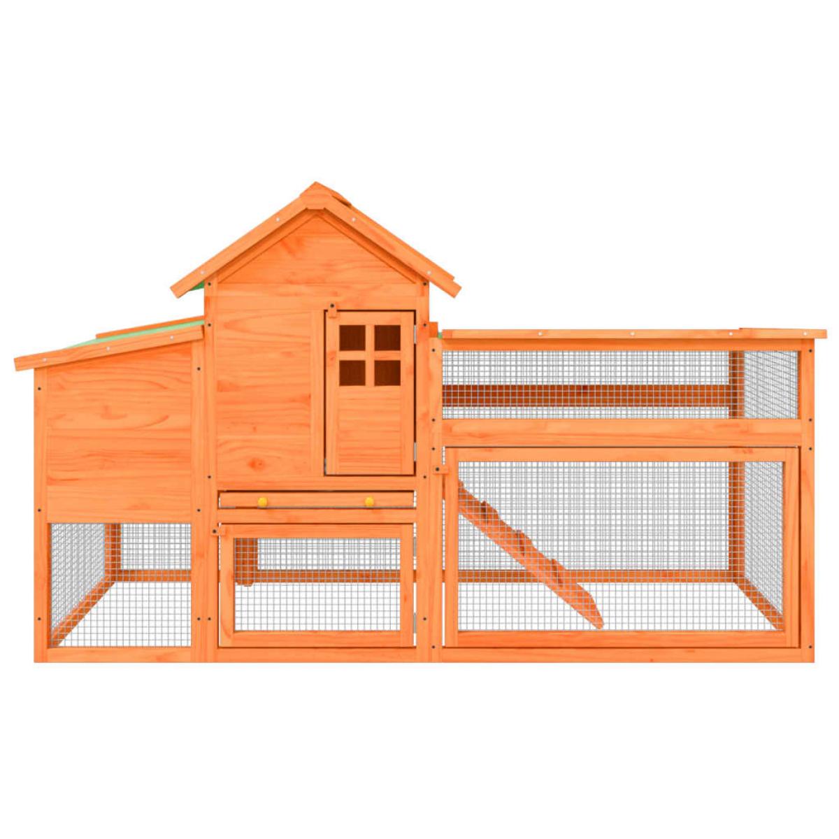 Gallinero madera maciza de pino marrón 186,5x58,5x113 cm
