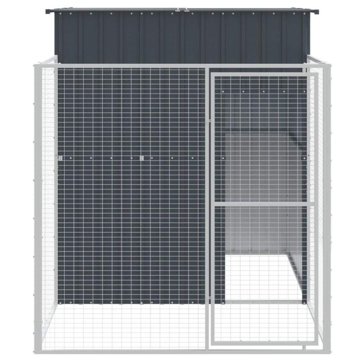 Caseta perros con corral acero galvanizado gris 165x251x181 cm
