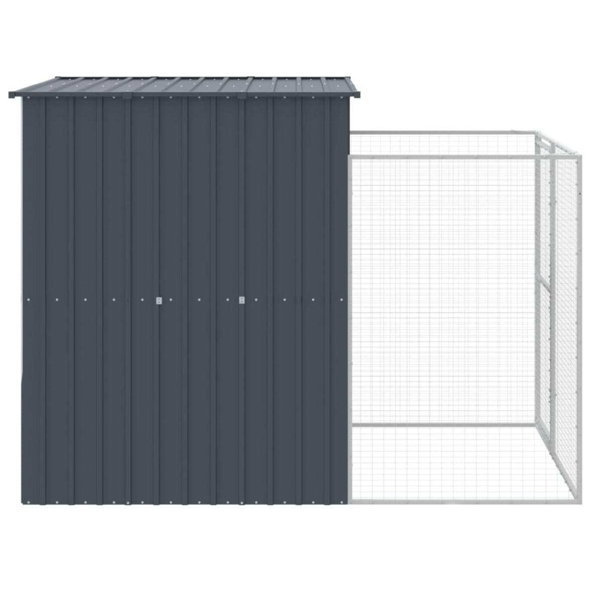 Caseta perros con corral acero galvanizado gris 165x251x181 cm