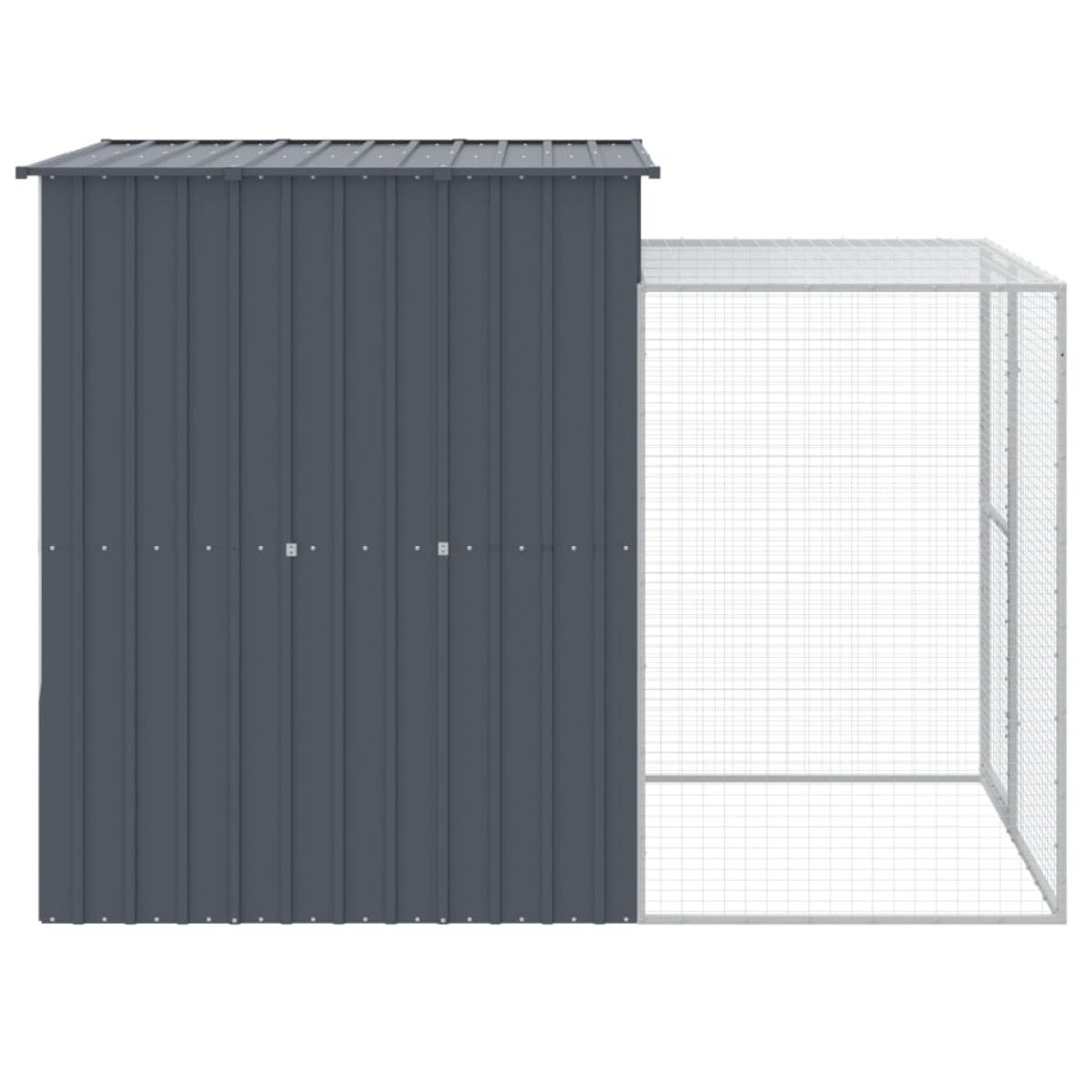 Gallinero con corral acero galvanizado gris 165x251x181 cm