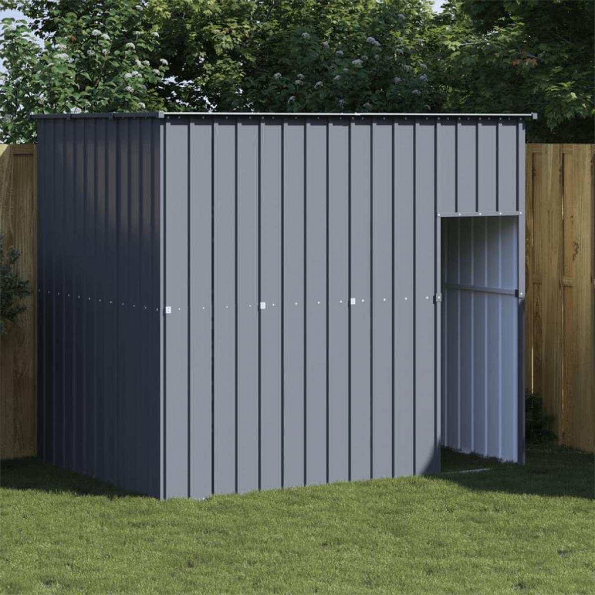Caseta perros con tejado acero galvanizado gris 214x153x181 cm