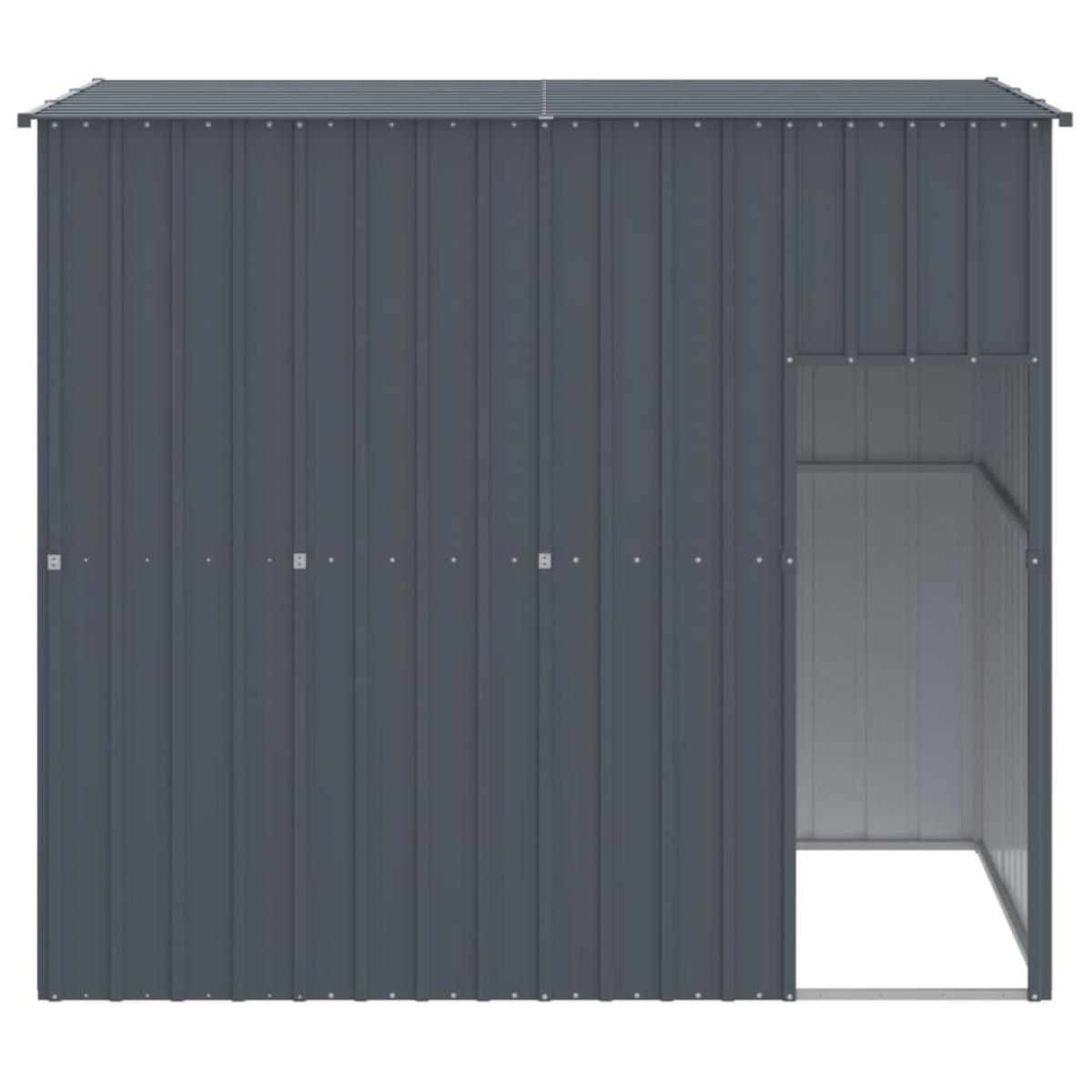 Caseta perros con tejado acero galvanizado gris 214x153x181 cm