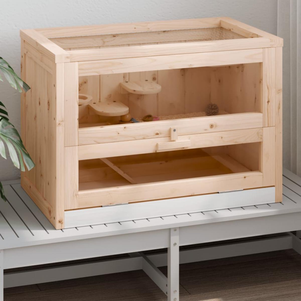 Jaula para hámster madera maciza abeto 60x35,5x42 cm