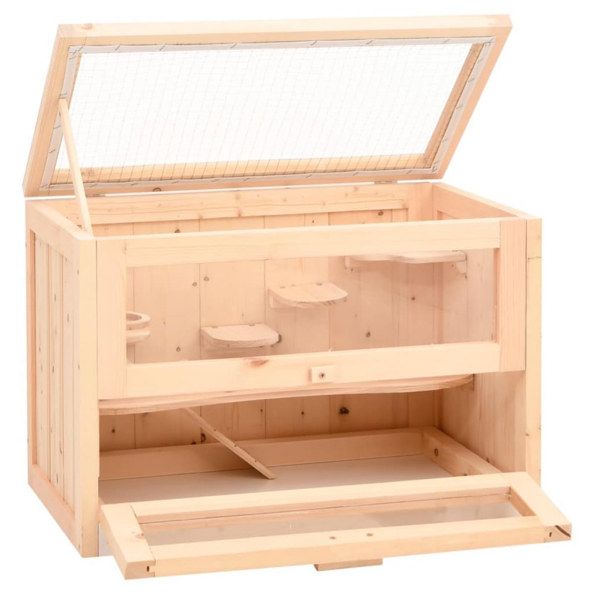 Jaula para hámster madera maciza abeto 60x35,5x42 cm