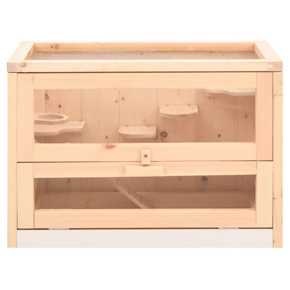 Jaula para hámster madera maciza abeto 60x35,5x42 cm