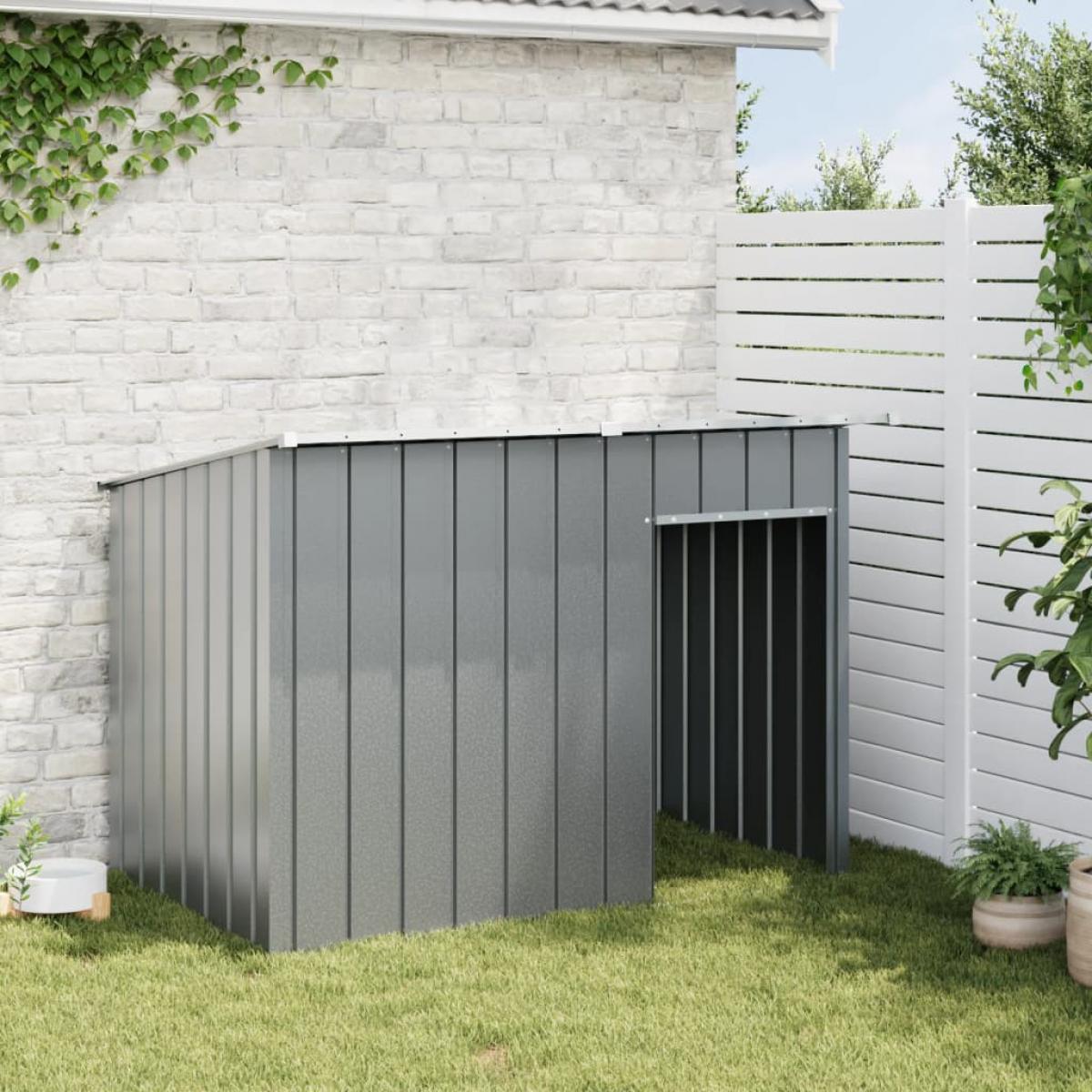 Caseta perros con tejado acero galvanizado gris 153x91x110 cm