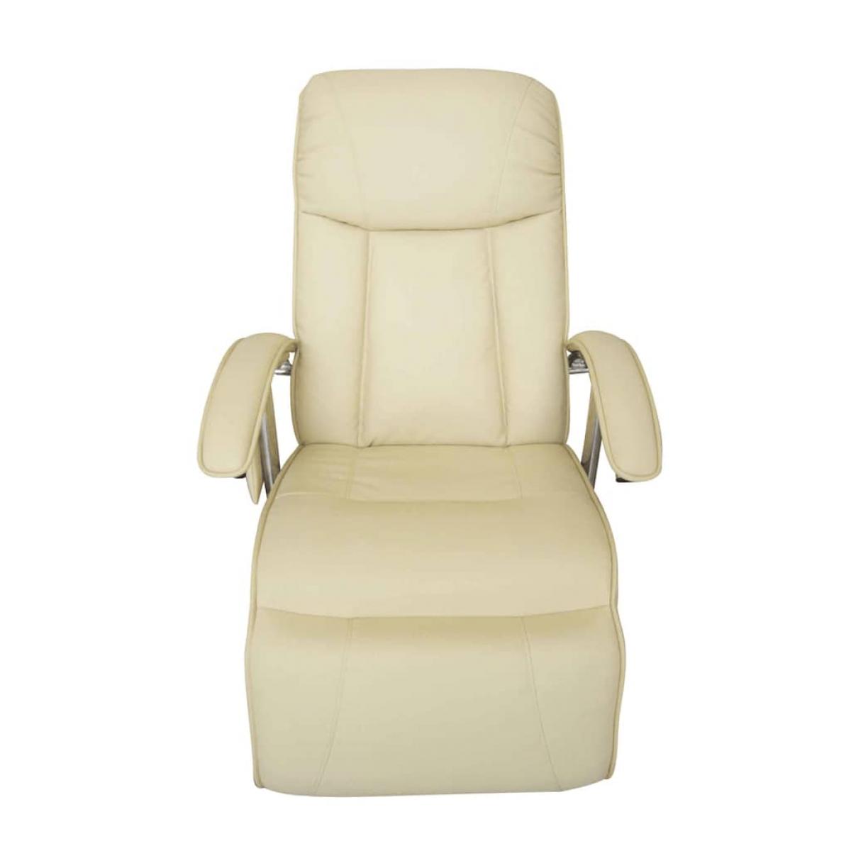 Sillón de masaje de cuero sintético blanco crema
