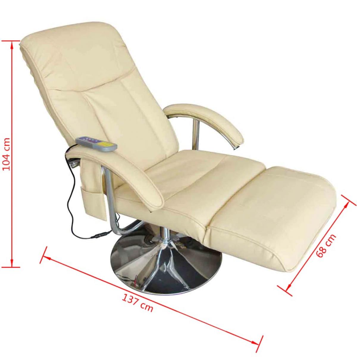 Sillón de masaje de cuero sintético blanco crema