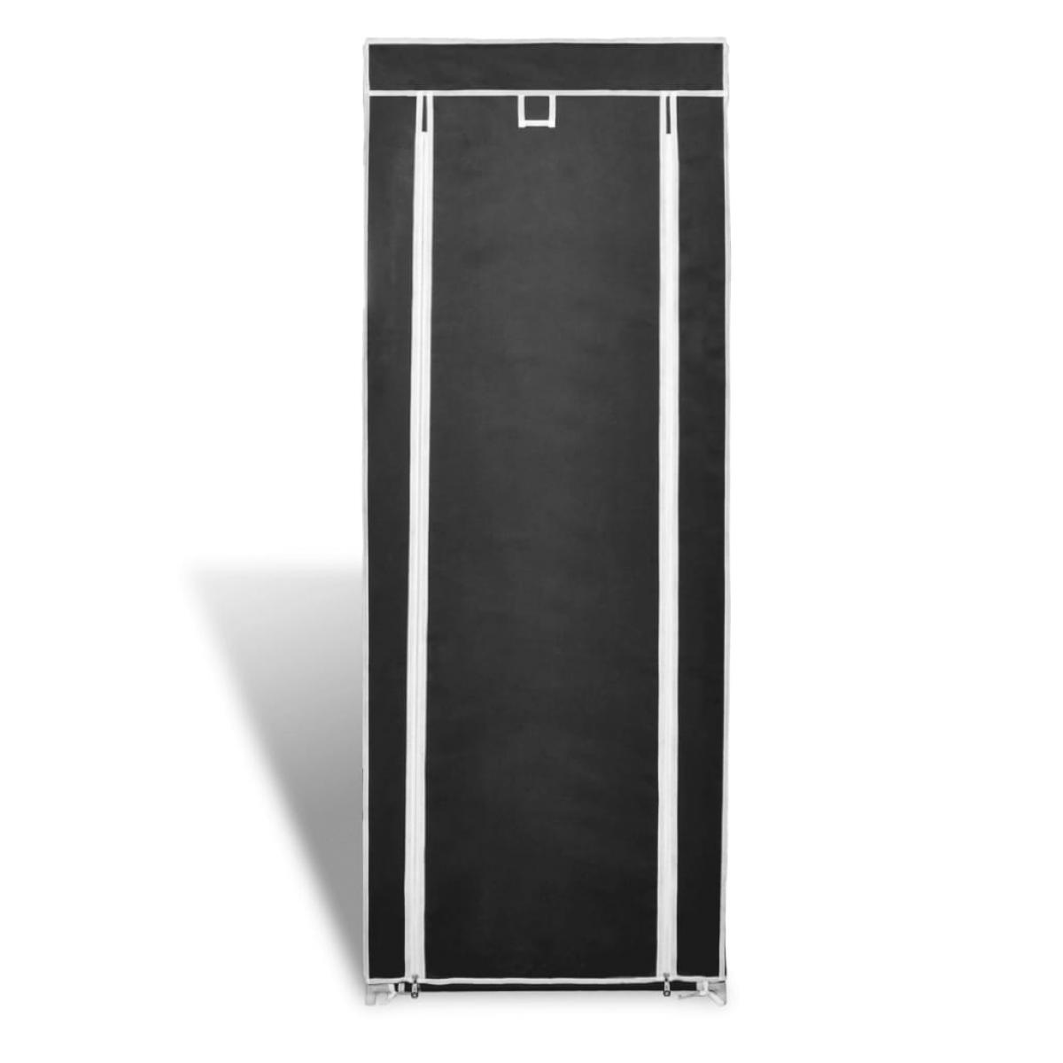 Zapatero de tela con cubierta negro 57x29x162 cm