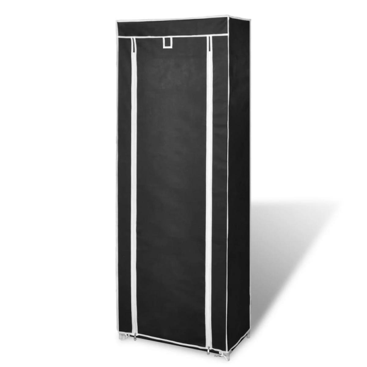 Zapatero de tela con cubierta negro 57x29x162 cm