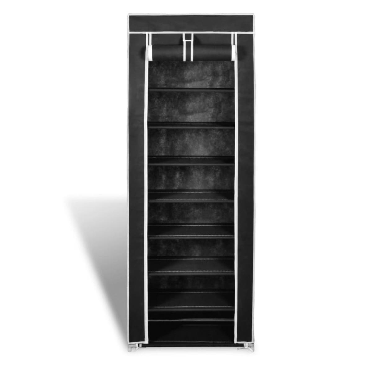 Zapatero de tela con cubierta negro 57x29x162 cm