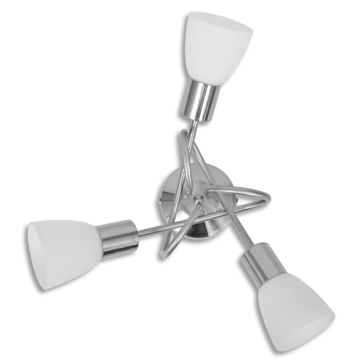 Lámpara de techo con pantallas de cristal para 3 bombillas E14