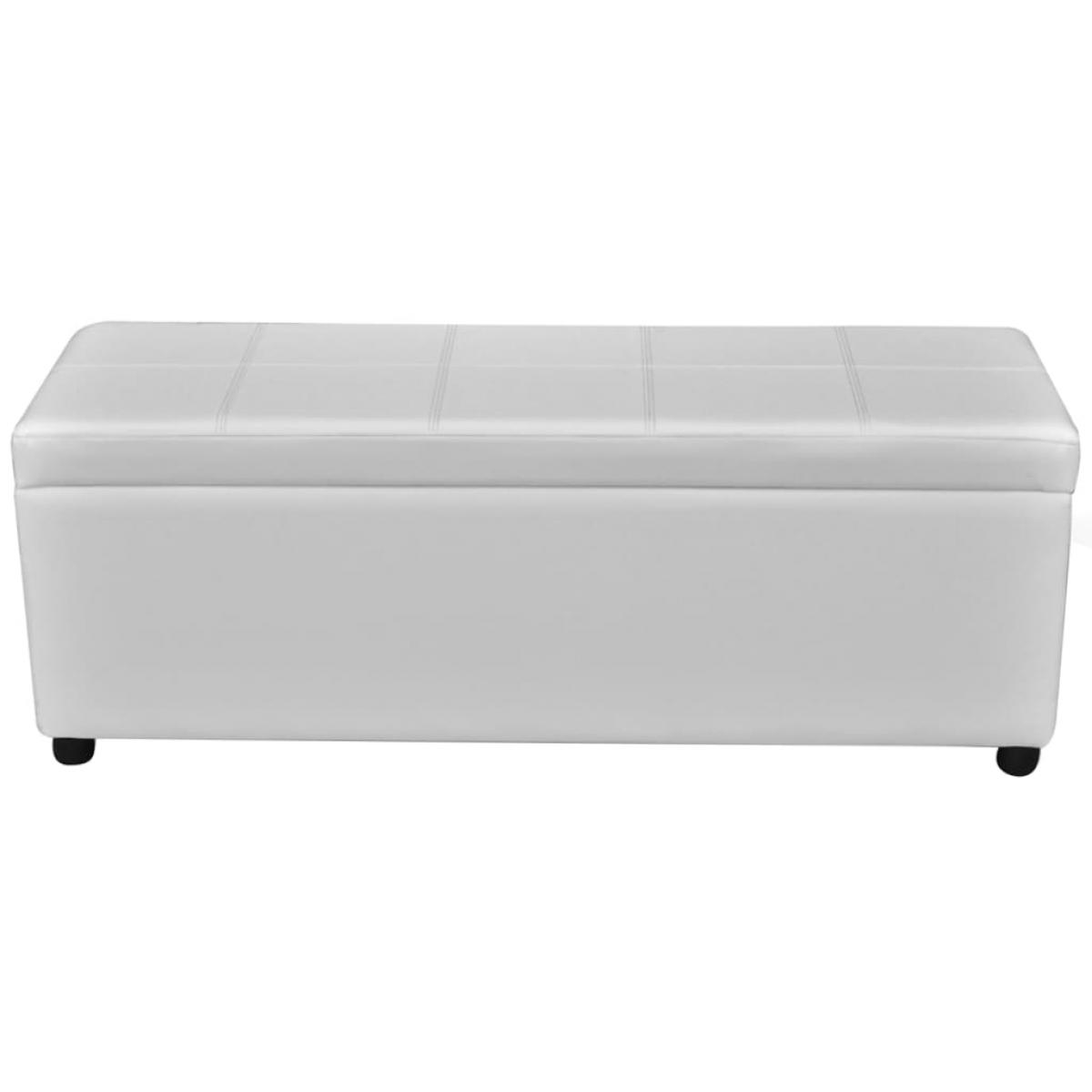 Banco largo de almacenamiento de madera blanco