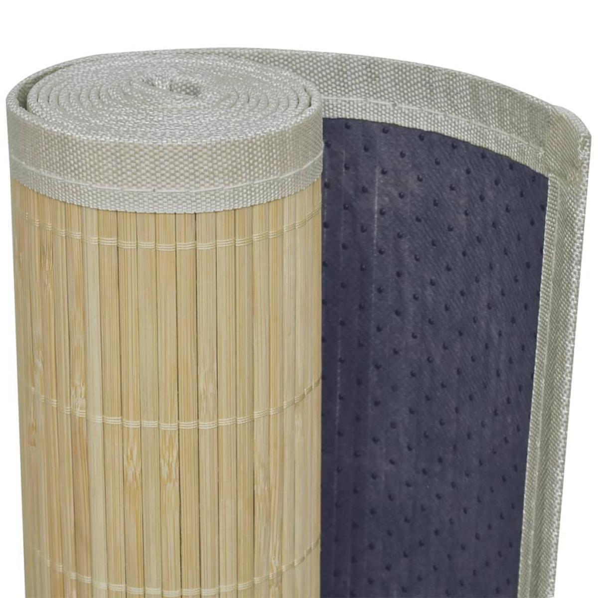 Alfombra rectangular de bambú natural 80 x 300 cm
