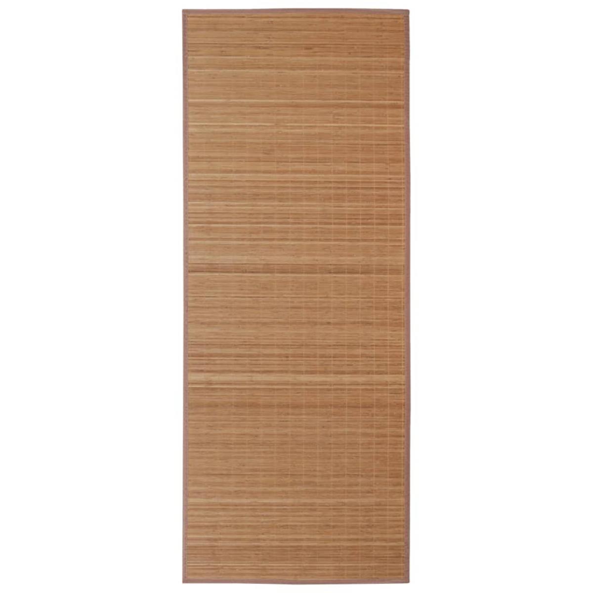 Alfombra rectangular de bambú marrón 80 x 300 cm
