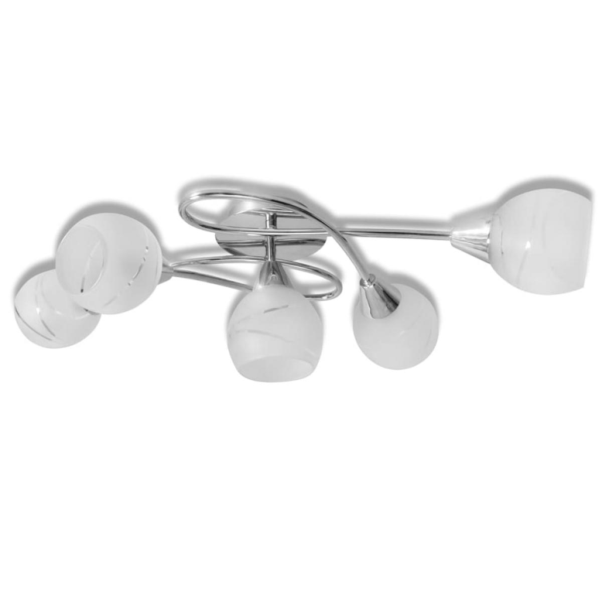 Lámpara de techo con pantallas de cristal para 5 bombillas E14