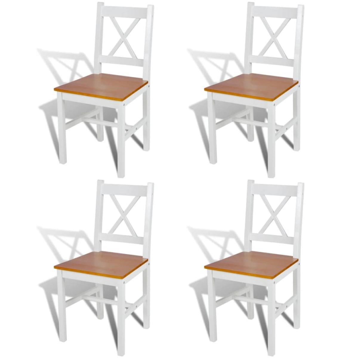 Sillas de comedor 4 unidades madera de pino blanco