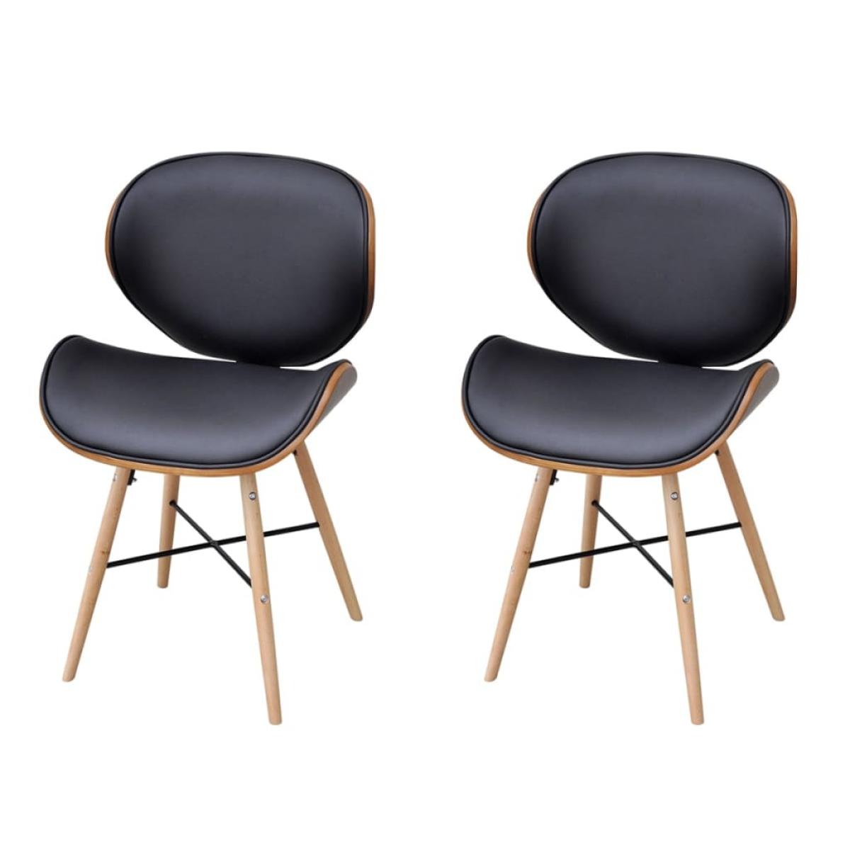 Sillas de comedor 2 unidades madera curvada y cuero sintético