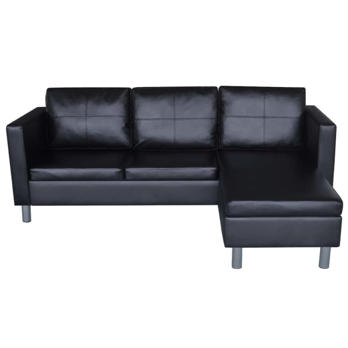 Sofá modular de 3 plazas de cuero artificial negro