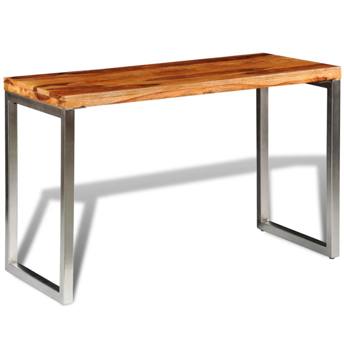 Mesa de salón o escritorio madera sheesham con patas de acero