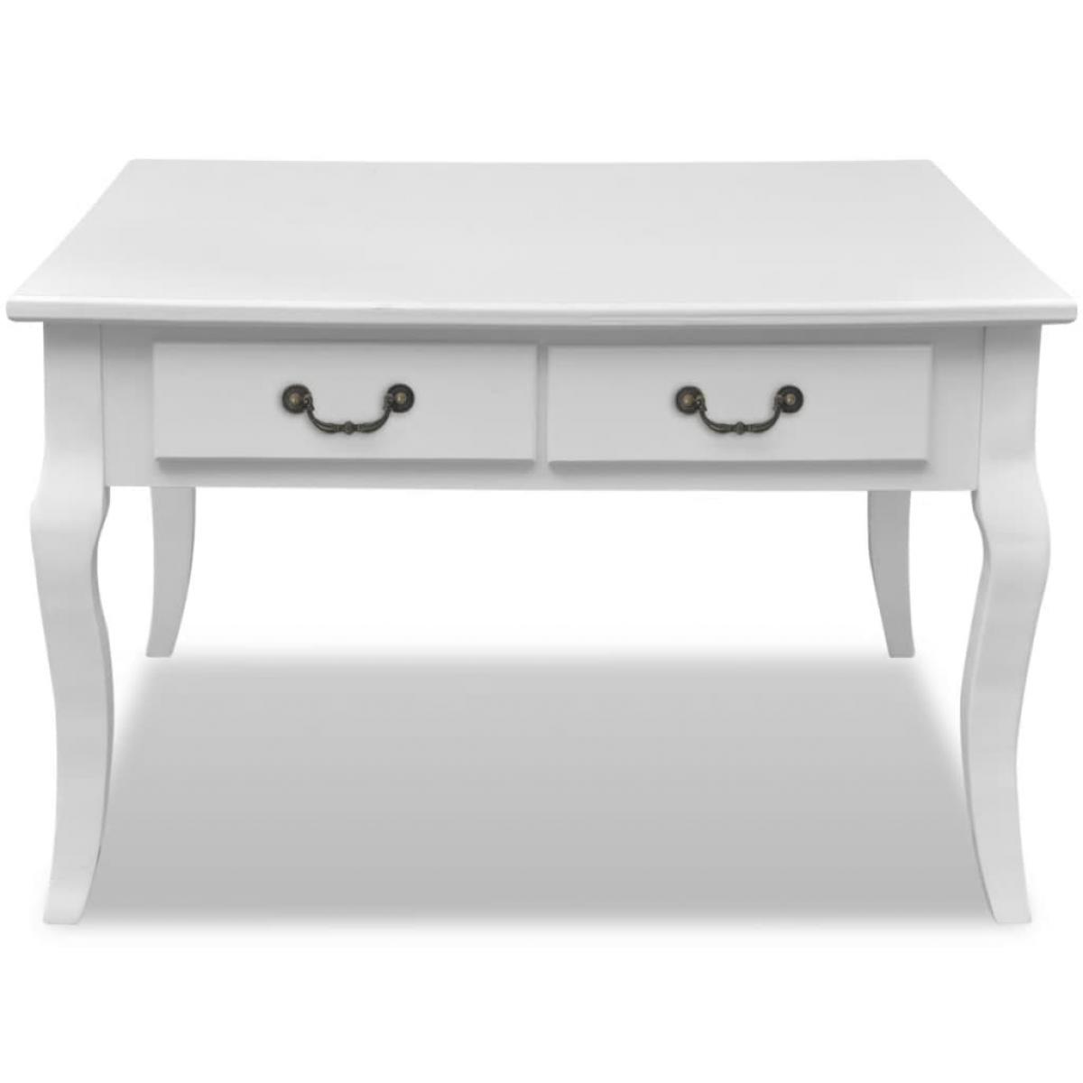 Mesa de centro con 4 cajones blanco