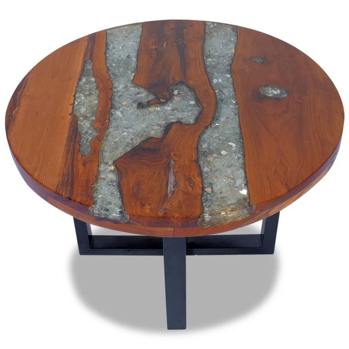 Mesa de centro de resina de teca 60 cm