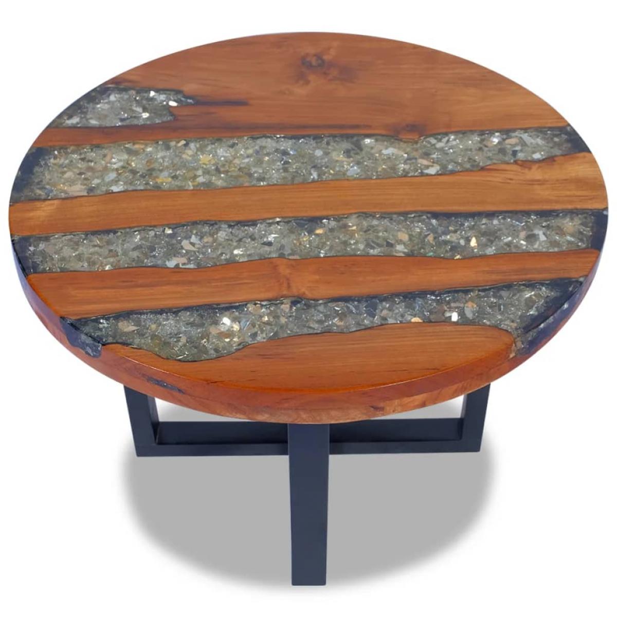 Mesa de centro de resina de teca 60 cm