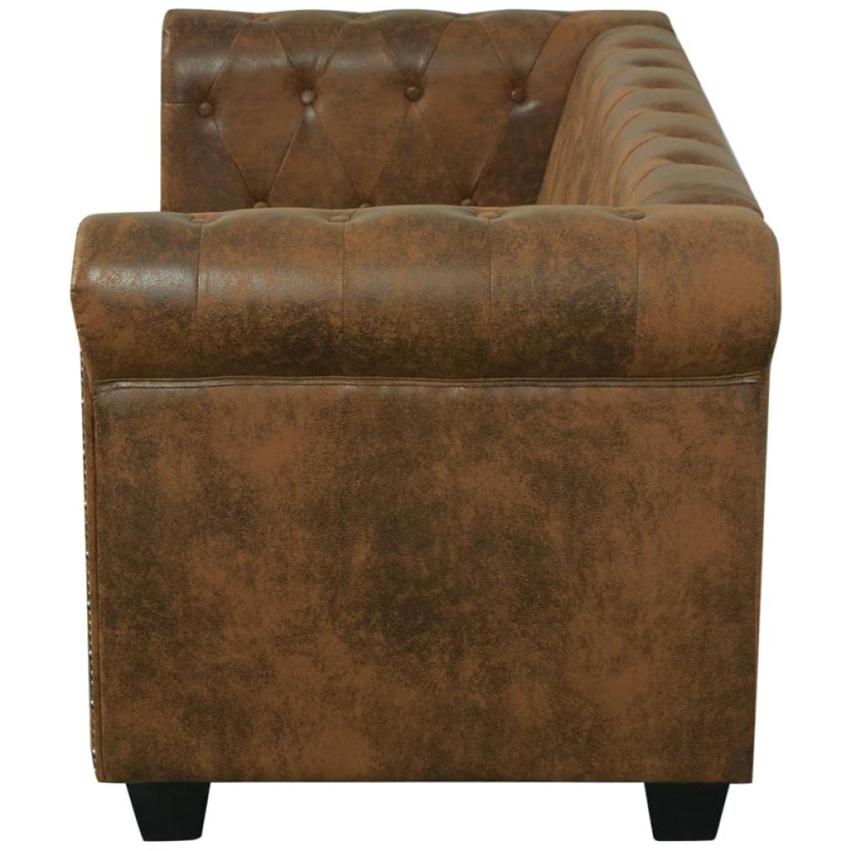 Sofá Chesterfield de 2 plazas cuero sintético marrón