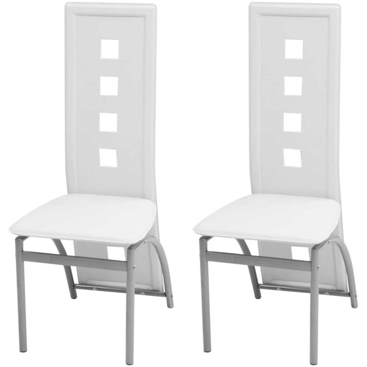 Sillas de comedor 2 unidades cuero sintético blanco
