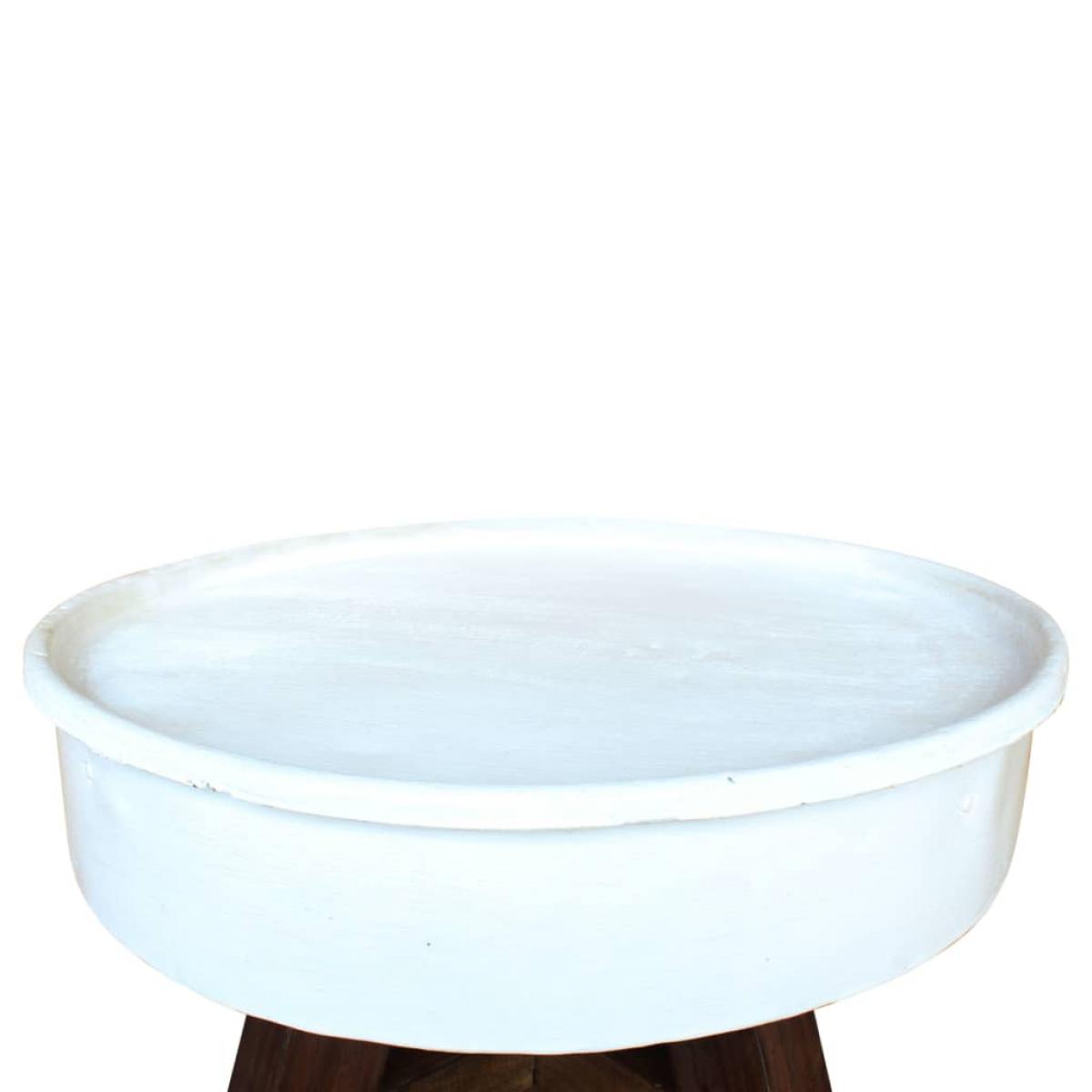 Mesa de centro de madera maciza reciclada blanco 60x45 cm