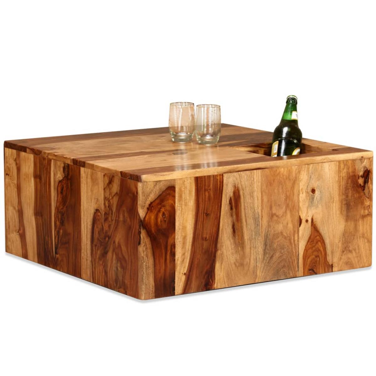 Mesa de centro de madera maciza de sheesham 70x70x30 cm