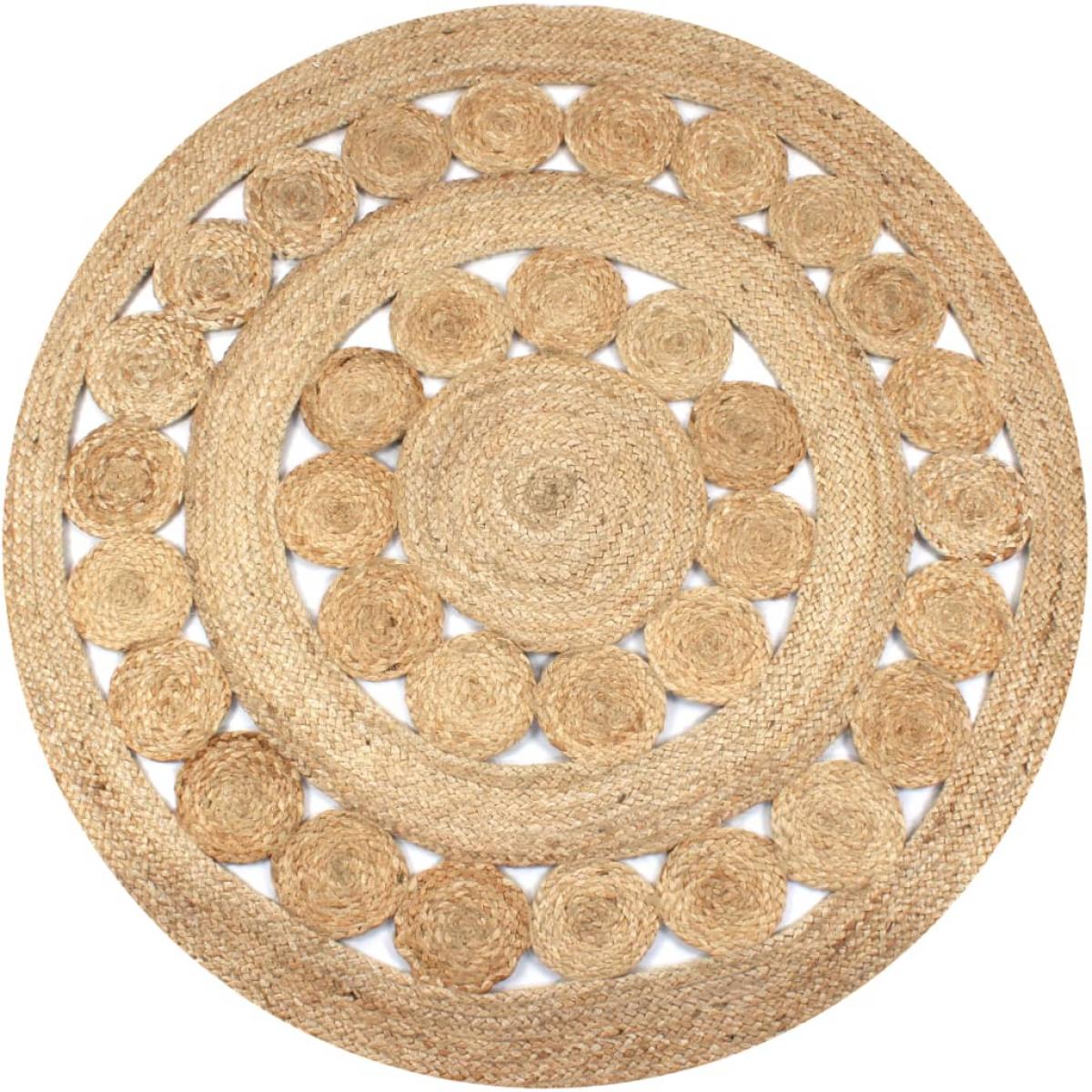 Alfombra redonda con diseño yute trenzado 120 cm