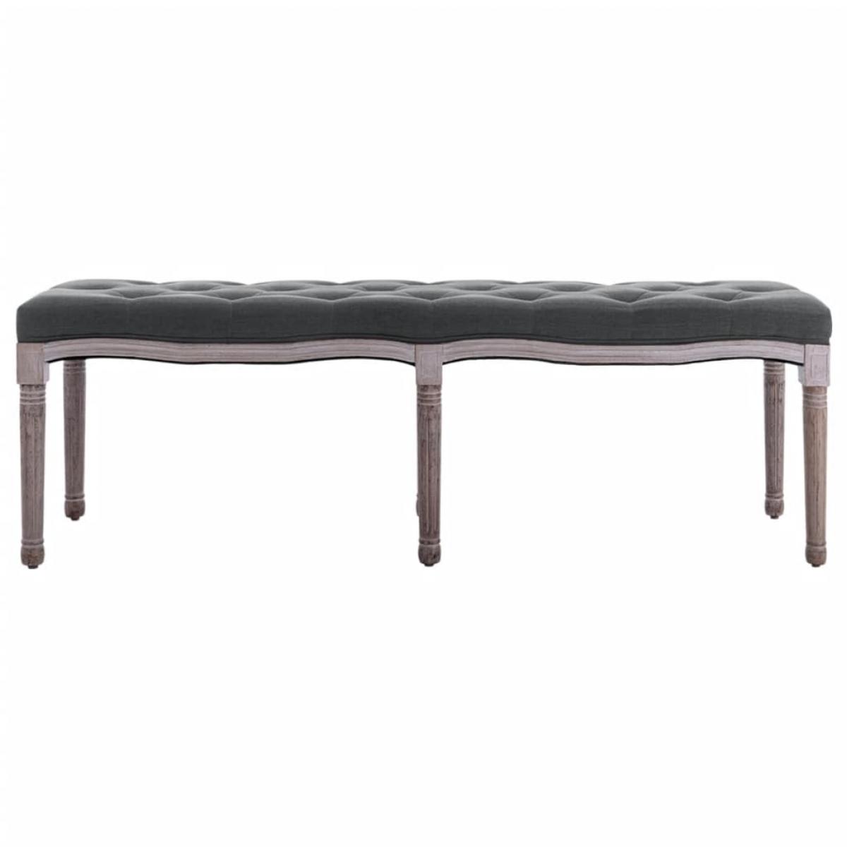 Banco lino y madera maciza gris oscuro 150x40x48 cm