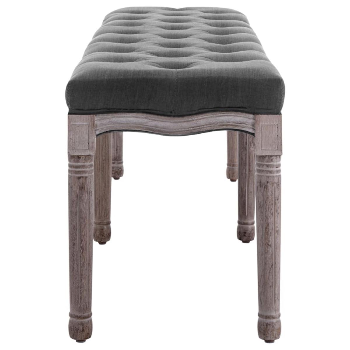 Banco lino y madera maciza gris oscuro 150x40x48 cm