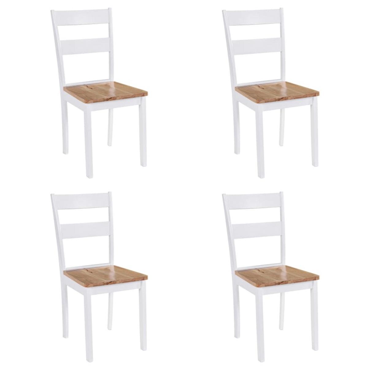 Sillas de comedor 4 unidades madera maciza de caucho blanco