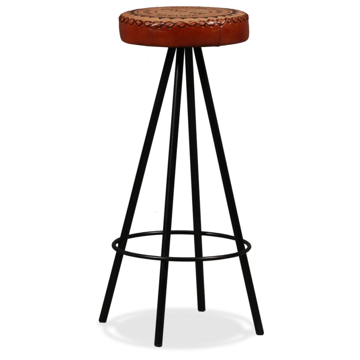 Taburetes de barra de cocina 2 unidades cuero auténtico