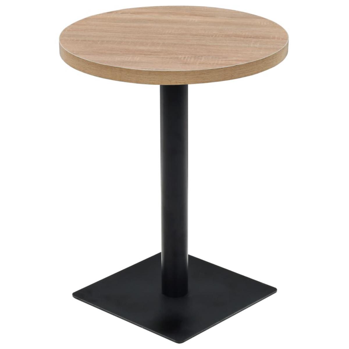Mesa de bar bistró MDF y acero redonda 60x75 cm color roble
